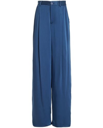 LAPOINTE Pleated Satin Wide-leg Trousers - Blue