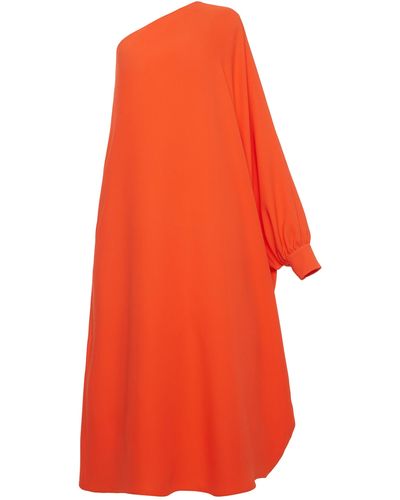 Valentino One-sleeved Silk Caftan Dress - Orange