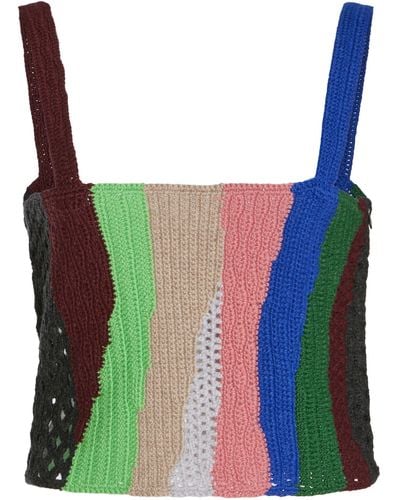 Gabriela Hearst Bora Crocheted Cashmere Crop Top - Blue