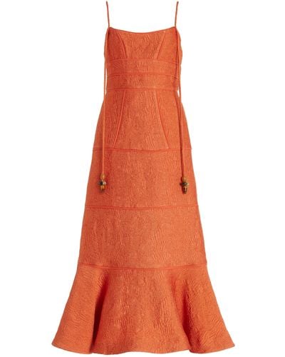 Alexis Vereda Sculpted Jacquard Midi Dress - Orange