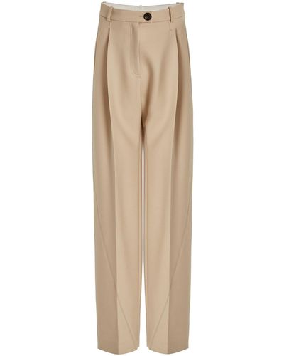 Peter Do Pleated Stretch-wool Wide-leg Trousers - Natural