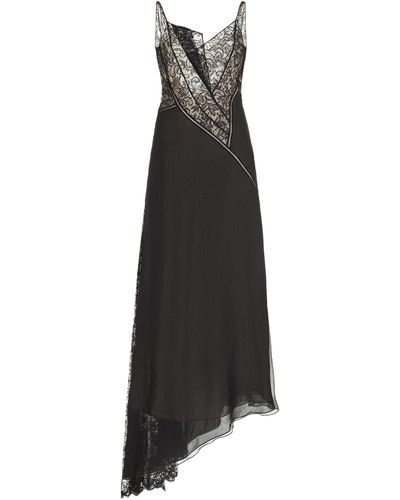 Givenchy Lace-trimmed Silk Maxi Dress - Black