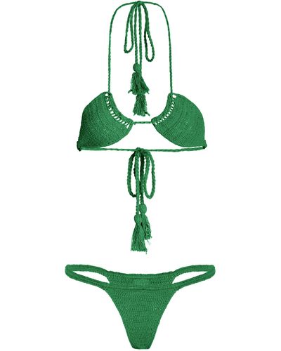 Akoia Swim Ulu Crocheted Cotton Bikini - Green