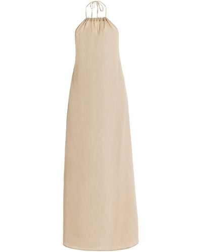 Leset Yoko Cotton Maxi Halter Dress - Natural
