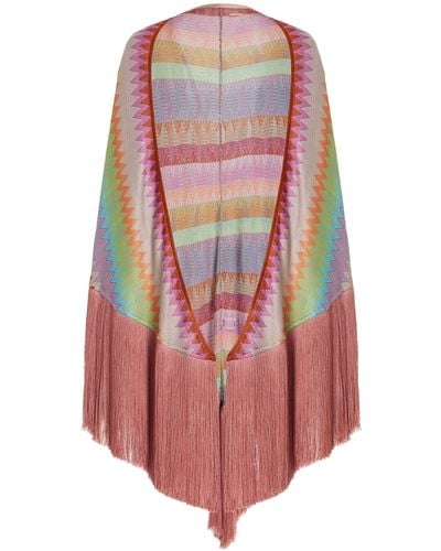 Alexis Rhea Fringed Woven Kimono - Pink
