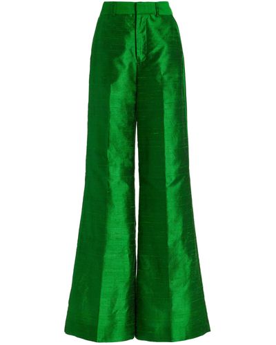 Rosie Assoulin Silk Flare Pants - Green
