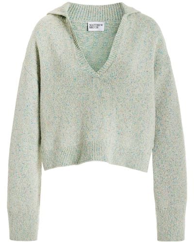 Matthew Bruch Sailor Melange-knit Cotton-linen Jumper - Green
