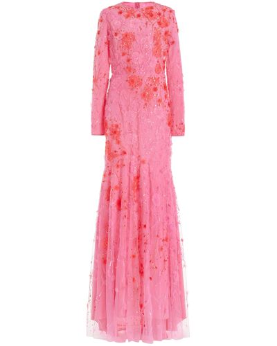 Monique Lhuillier Embroidered Gown - Pink