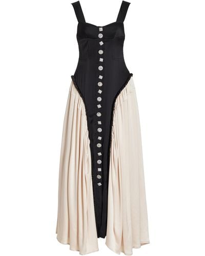 Harbison Soft Storm Ii Embellished Silk Bustier Maxi Dress - Black