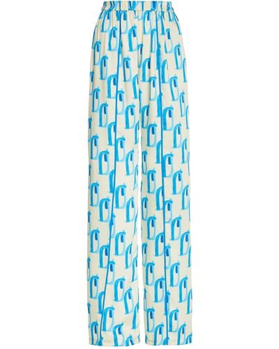 Alexis Zurek Printed Straight-leg Pyjama Pants - Blue