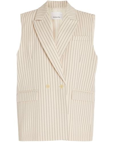 Frankie Shop Shane Pinstriped-twill Double-breasted Vest - Natural
