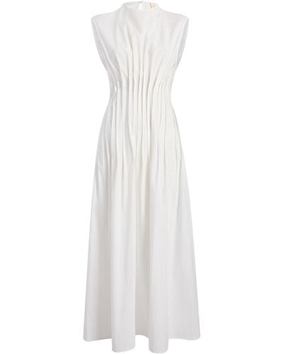 Khaite Wes Pleated Cotton Midi Dress - White