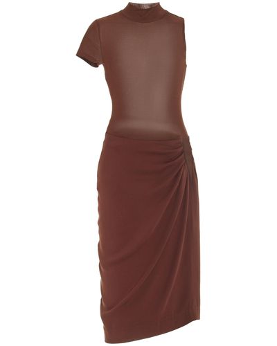 Christopher Esber Fusion Asymmetric Cutout Midi Dress - Brown