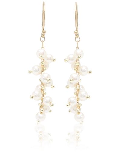 Ten Thousand Things Short Spiral 18k Yellow Gold Pearl Earrings - White