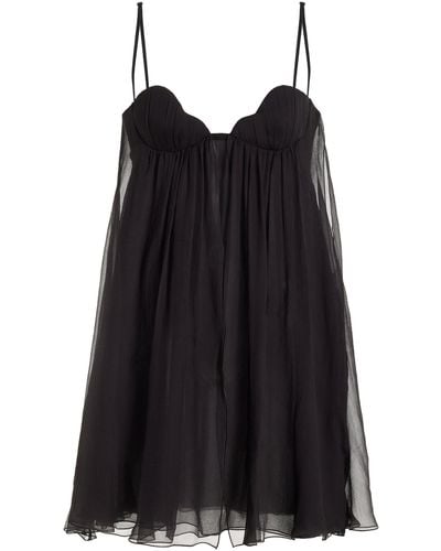 Nensi Dojaka Heartbeat Layered Silk Mini Dress - Black