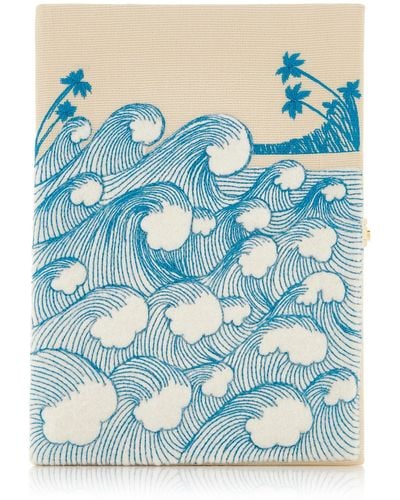 Olympia Le-Tan Exclusive Waves Book Clutch - Blue