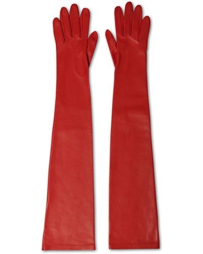 The Row Simon Leather Gloves - Red