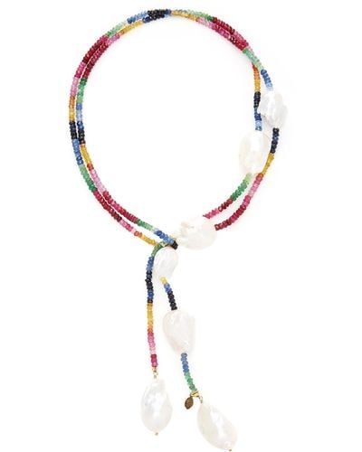 Joie DiGiovanni Gold-filled Ruby, Emerald And Sapphire And Pearl Necklace - Metallic