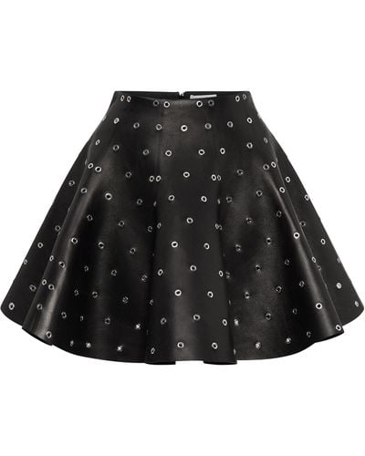 Alaïa Eyelet-embellished Leather Mini Skirt - Black