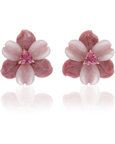 Casa Castro Small 18k Yellow Gold Quartzite Earrings - Pink