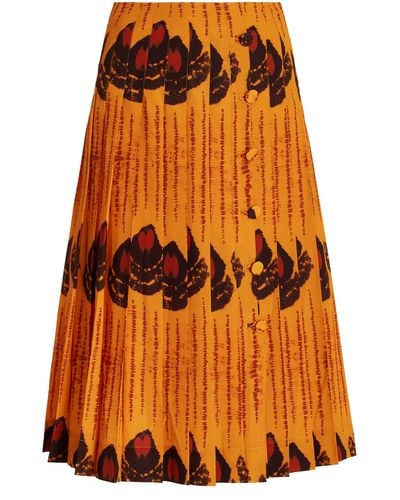 Altuzarra Tullius Printed Silk Midi Skirt - Orange