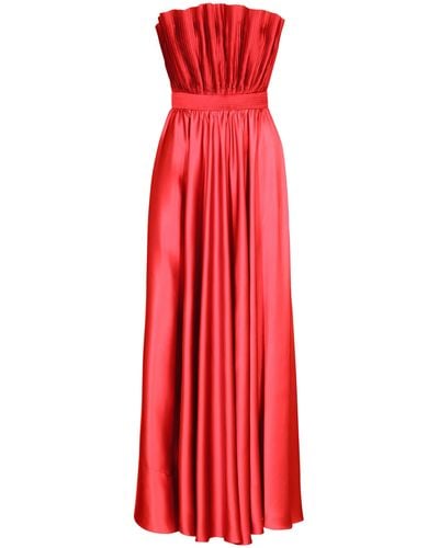 ANDRES OTALORA Cocora Pleated Silk Gown - Red