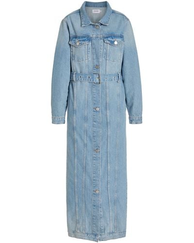 FRAME The Overlong Trucker Denim Coat - Blue