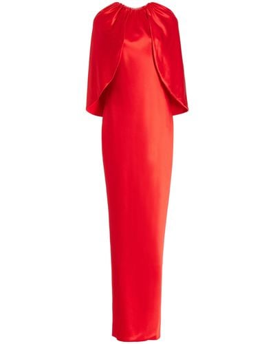 Brandon Maxwell Exclusive Silk Cape Gown - Red
