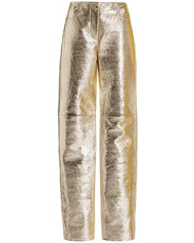 Proenza Schouler Metallic Leather Straight-leg Trousers - Natural