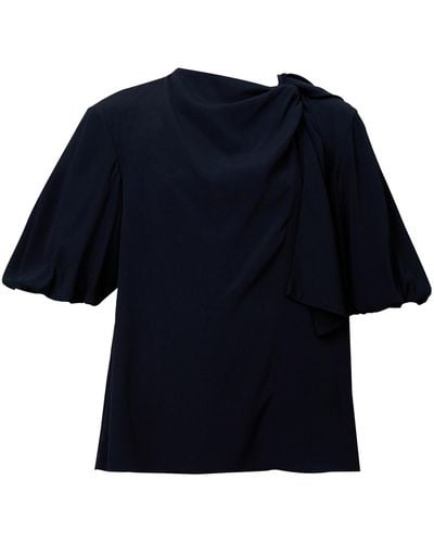 Erdem Short Sleeve Drape Detail Top - Blue