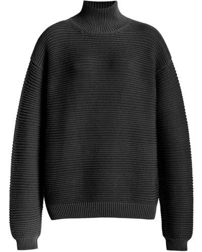 Brandon Maxwell The Charlie Ribbed Knit Wool Sweater - Black