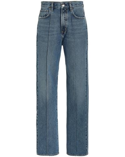 Goldsign The Martin Pintucked Rigid High-rise Straight-leg Jeans - Blue