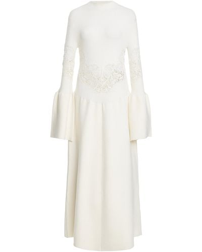 Chloé Lower Impact Compact Wool-blend Rib Knit Maxi Dress - White