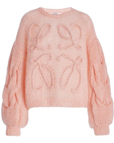 Loewe Anagram-knit Mohair Sweater - Pink