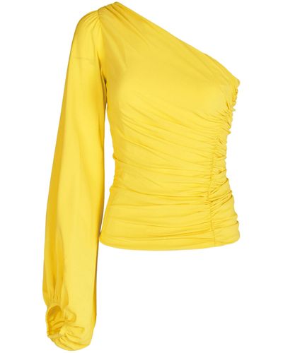 Silvia Tcherassi Oriana Asymmetric Puff-sleeve Top - Yellow