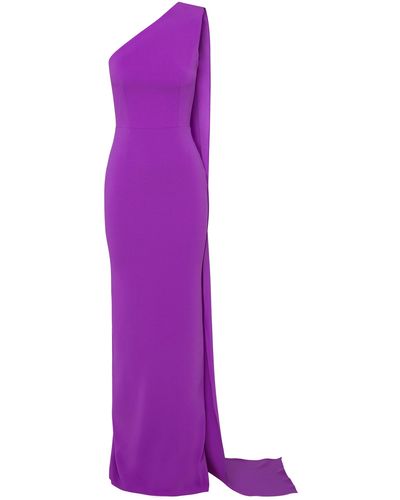 Alex Perry Jude Drape-detailed Satin Crepe One-shoulder Gown - Purple