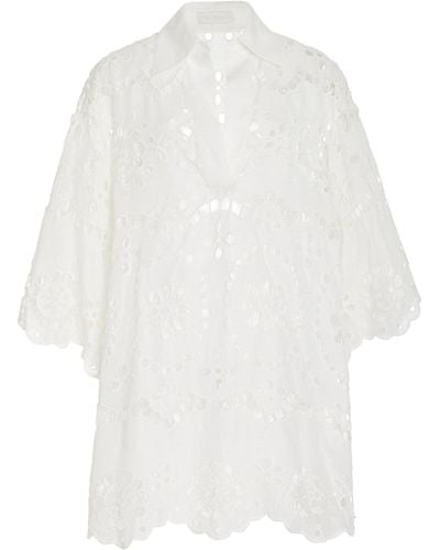 Zimmermann Lexi Lace Linen Tunic Top - White