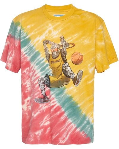 Just Don Dunking Robot Tie-dyed Cotton T - Multicolor
