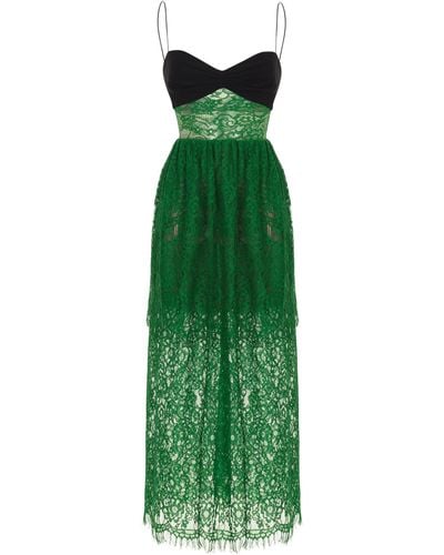 Rasario Embroidered Lace Sheath Dress - Green