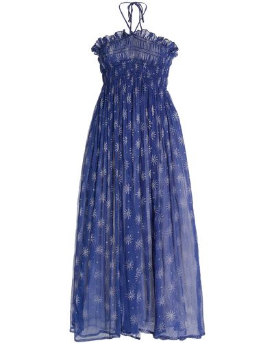 Cloe Cassandro Billie Convertible Printed Crinkled Silk Midi Dress - Blue