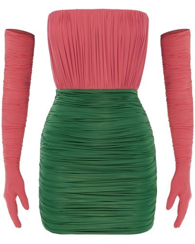 Alex Perry Ruched-jersey Mini Dress - Green