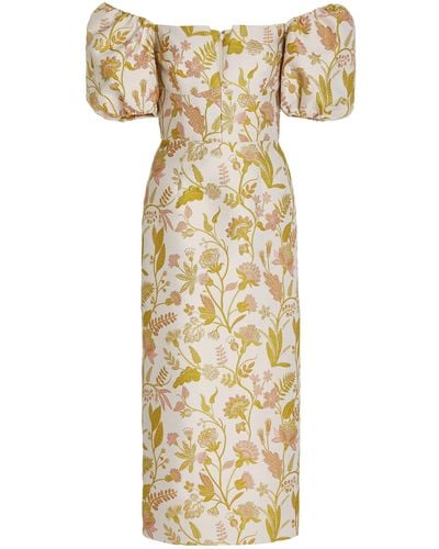Markarian Yvette Floral Brocade Off-the-shoulder Midi Dress - Multicolor