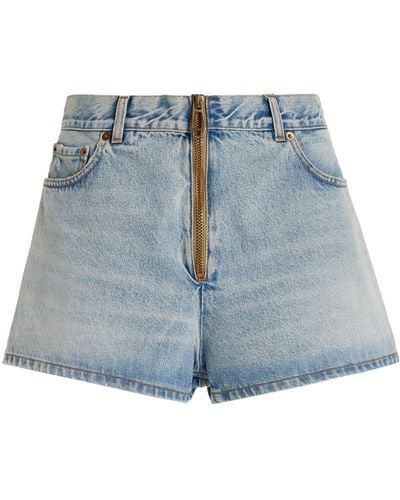 Haikure Bethany Zip-up Denim Shorts - Blue