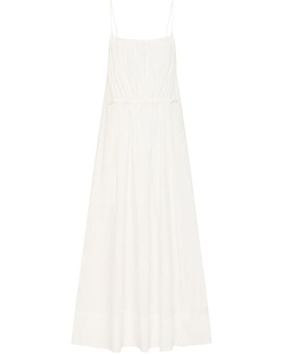 St. Agni Drawstring-detailed Cotton Maxi Dress - White