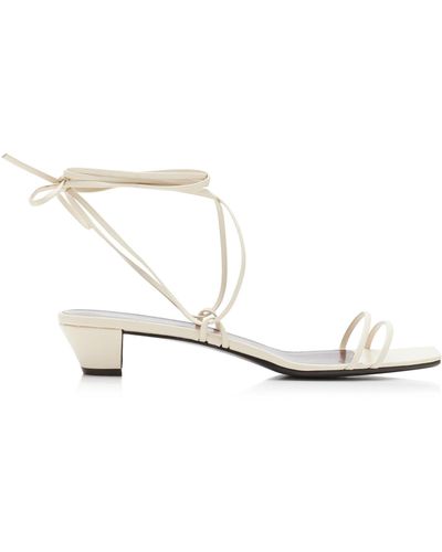 The Row Lace-up Leather Sandals - White