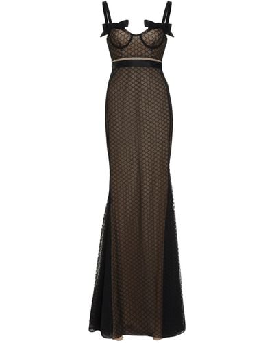 Giambattista Valli Bow-bust Lace Maxi Dress - Black