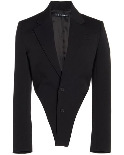 Y. Project Wool Single-breasted Blazer Bodysuit - Black