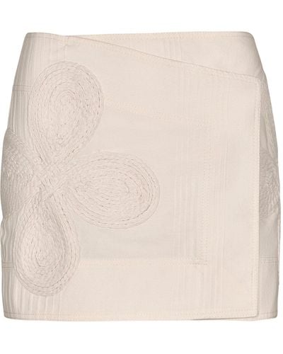 Johanna Ortiz Brouhaha Embroidered Cotton Mini Skirt - Natural