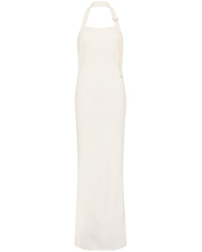 St. Agni Ivory Linen Bias Maxi Dress - White