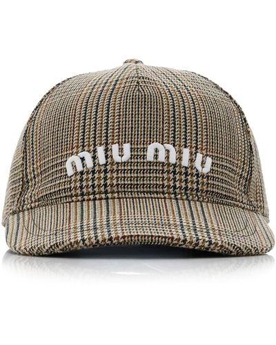 Miu Miu Checked Wool Baseball Cap - Natural